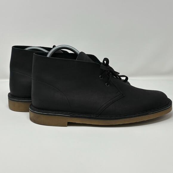 Clarks Bushacre Men's Minimalist Style Chukka Boot Black Leather Size 8.5 M - Picture 8 of 12